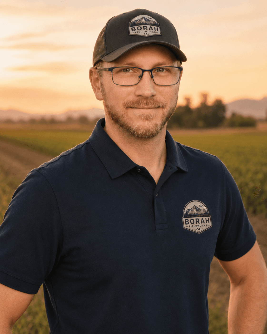 Tobias Merz in the field with a drone